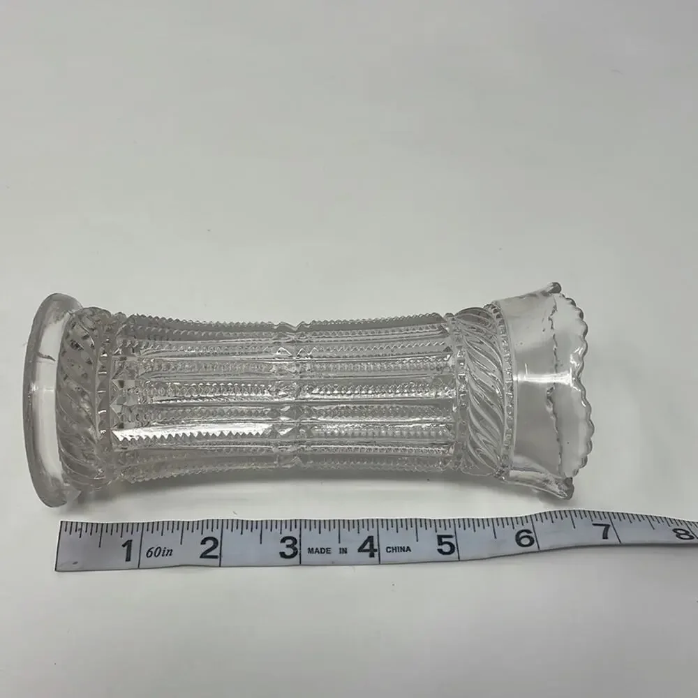 Vintage Early American Pressed Glass Strigil vase Tarentum Glass Co